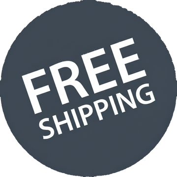 Red circle with 'FREE SHIPPING' text in white